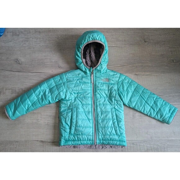 The North Face Toddler 3T Reversible Hooded Jacket Fleece & Quilted Puffer Blue - Picture 1 of 13
